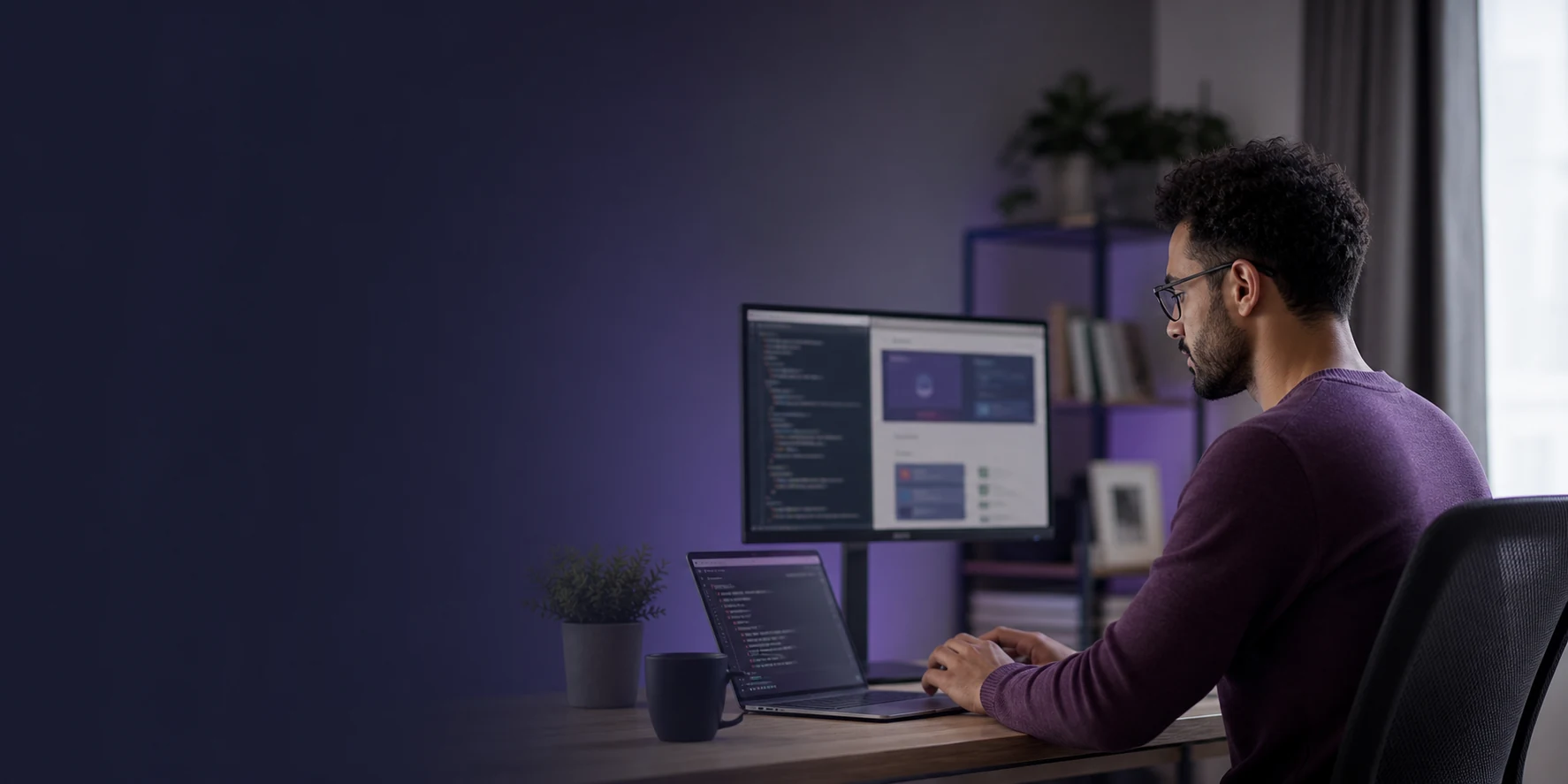 Apprenant suivant à distance une formation au développement web